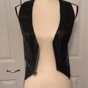 Black leather vest